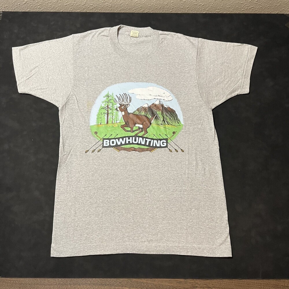Vintage Whitetail Deer Bow Hunting Shirt 1980s Outdoors Nature Marksman USA Made